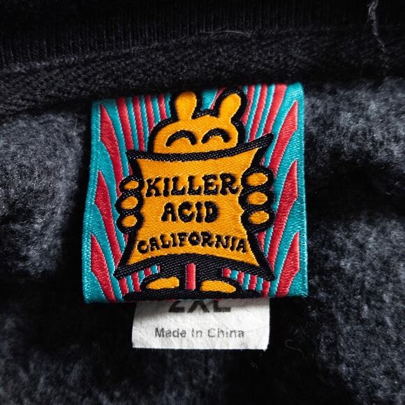 Killer Acid Graphic Sweatshirt Black Size 2XL Psychedelic Surf Skate Streetwear - Picture 8 of 8